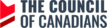 logo for The Council of Canadians, written on right with a red shape on left