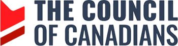 logo for The Council of Canadians, written on right with a red shape on left
