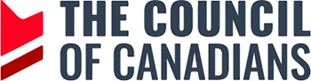logo for The Council of Canadians, written on right with a red shape on left